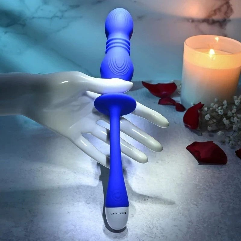 Gender X PLAY BALL Blue - Innovative Thrusting and Vibrating Orbs Anal Vibrators