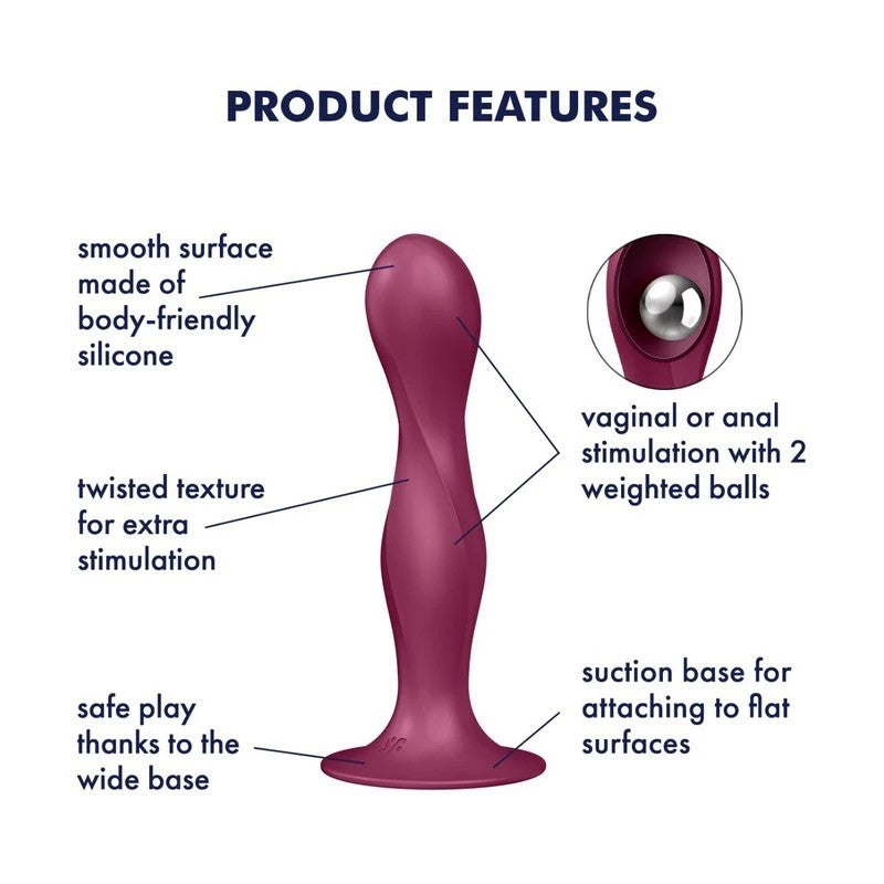 Satisfyer Double Ball-R Soft Silicone Vaginal and Anal Dildo Red Butt Plugs