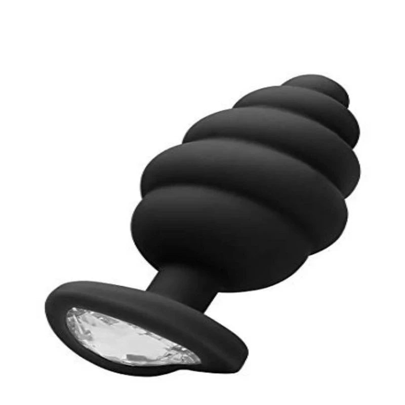 Shots Toys Large Ribbed Diamond Heart Shape Anal Plug 8 cm Butt Plugs