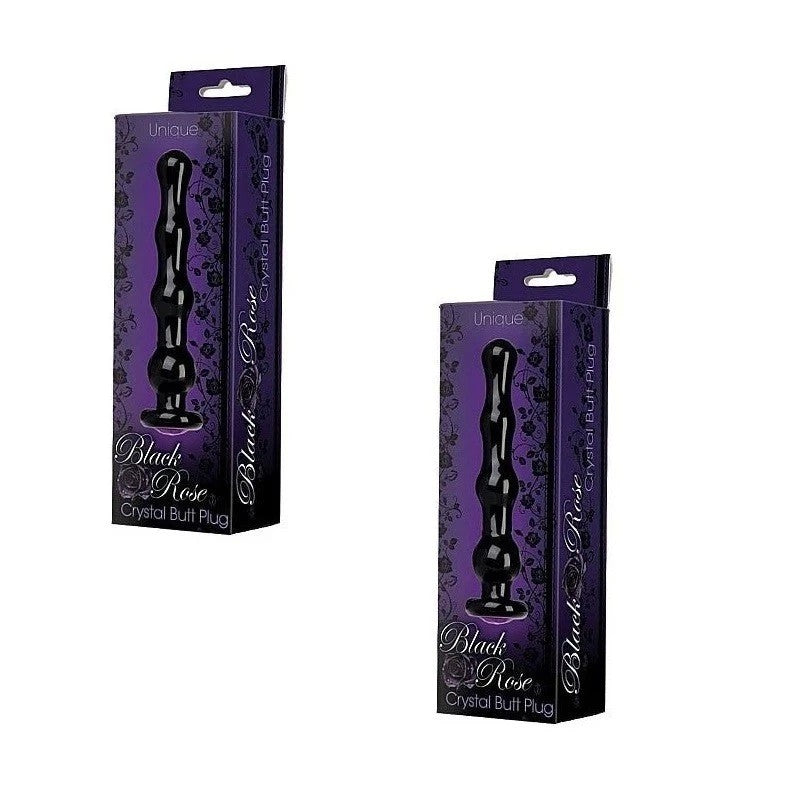 Doc Johnson Unique Black Rose Crystal Butt Plug Anal Dildos