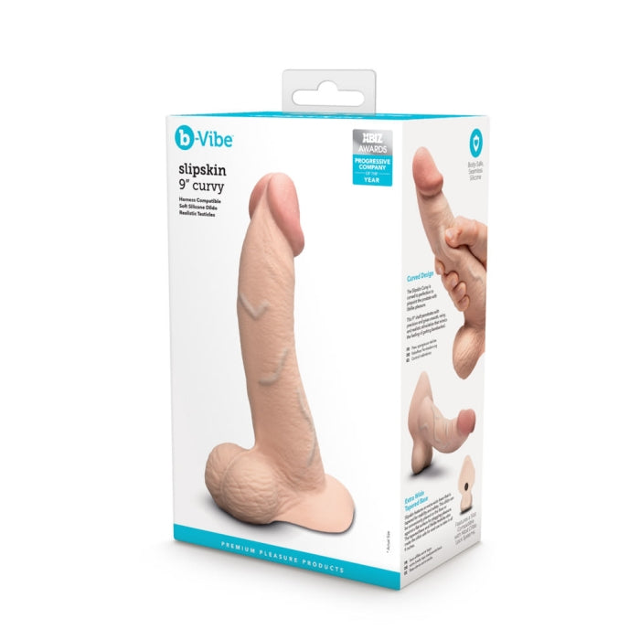 B-Vibe Slipskin 9 Inch Curved Realistic Silicone Dildo Realistic Dildos