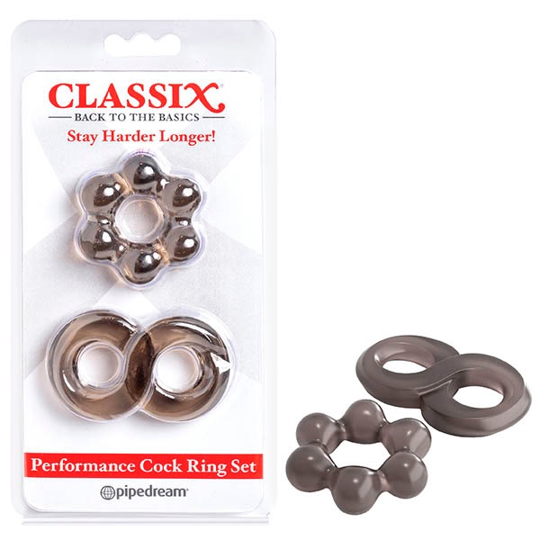 Classix Performance Stretchy Cock Ring Set Smoke Stretchy Cock Rings
