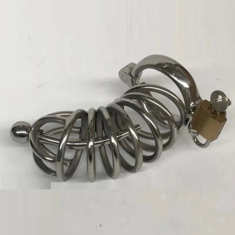 Instituted Cock Cage & Penis Plug Large Male Chastity