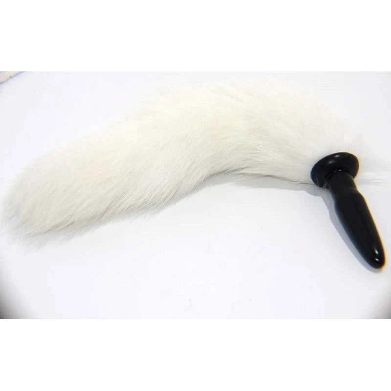 White Faux Fox tail Silicone Anal Plug Butt Plugs