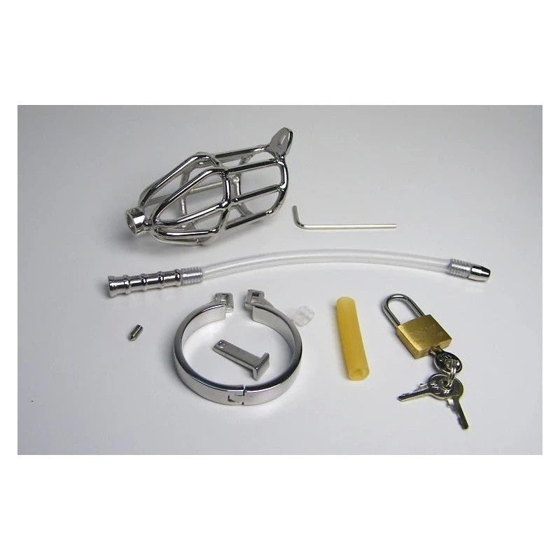 Micturate Cock Cage & Urethral Tube Male Chastity