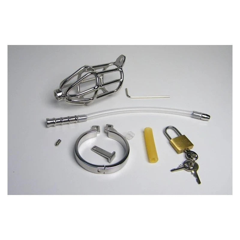 Micturate Cock Cage & Urethral Tube Male Chastity