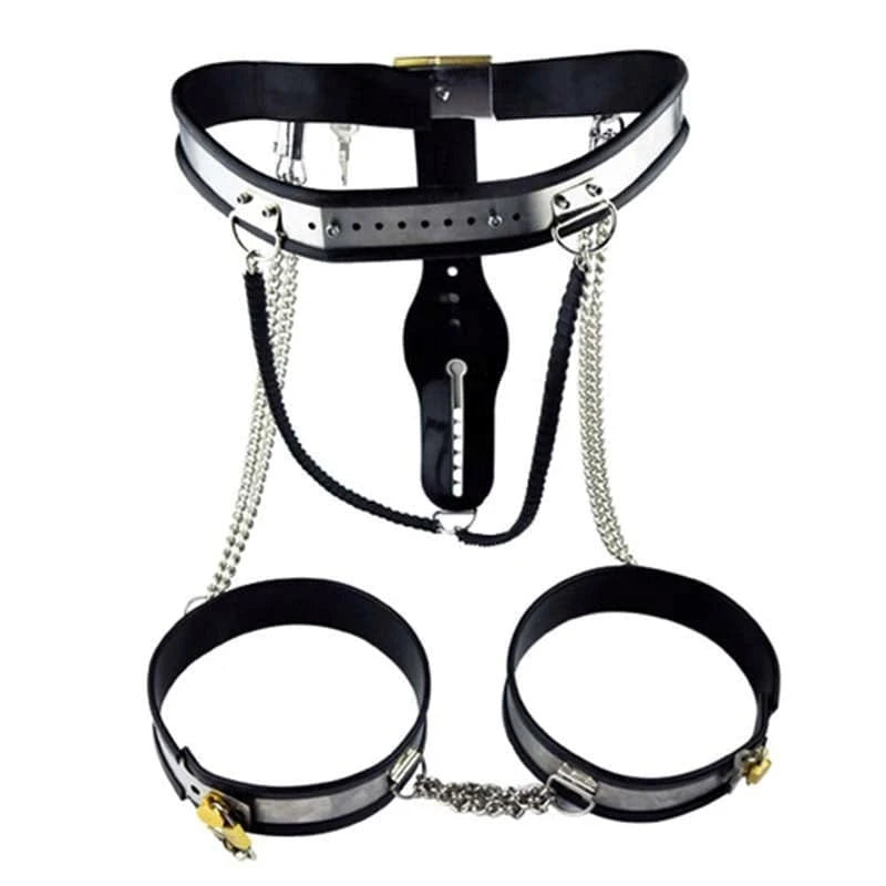 Chained Thigh High Chastity Belt & Cuffs Male Chastity