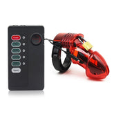 Precision Pleasure - E-Stim Chastity Cage & Remote Red Male Chastity