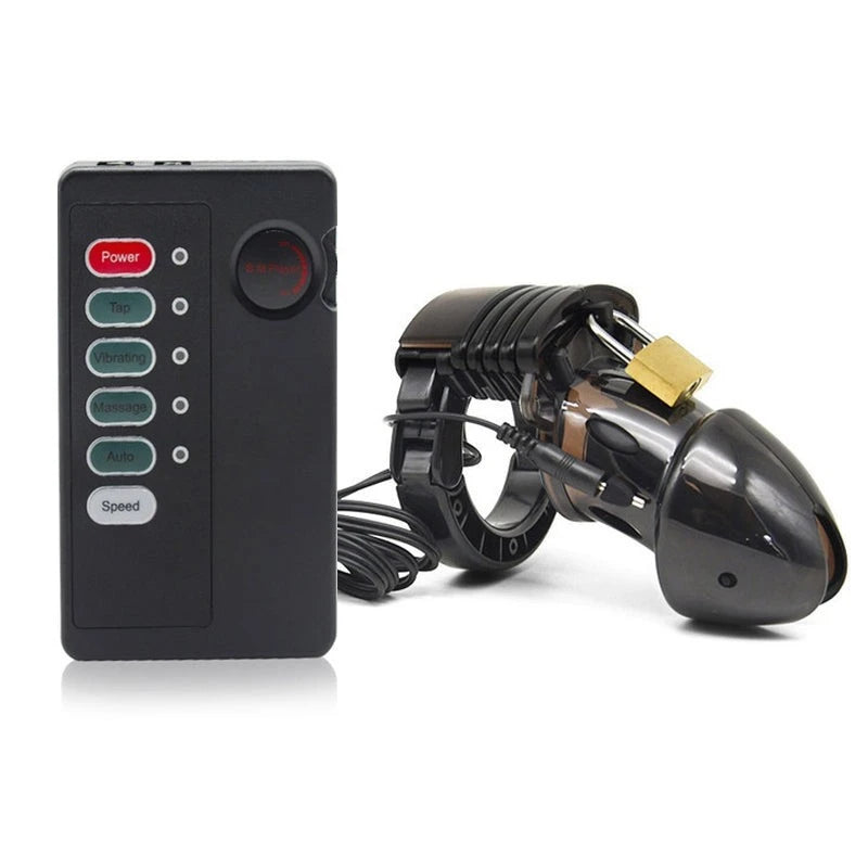 Precision Pleasure - E-Stim Chastity Cage & Remote Black Male Chastity