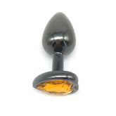 Heart Jeweled Black Stainless Steel Butt Plug Small