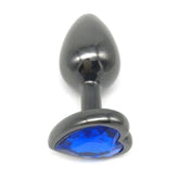 Heart Jeweled Black Steel Butt Plug Medium Butt Plugs