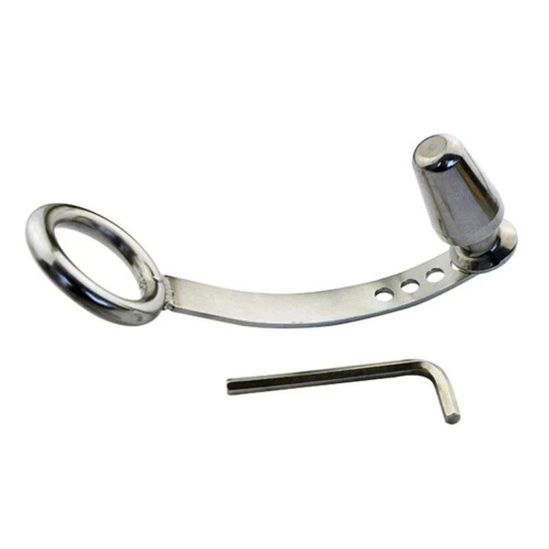 Cock Ring with Adjustable Attached Steel Butt Plug Butt Plugs