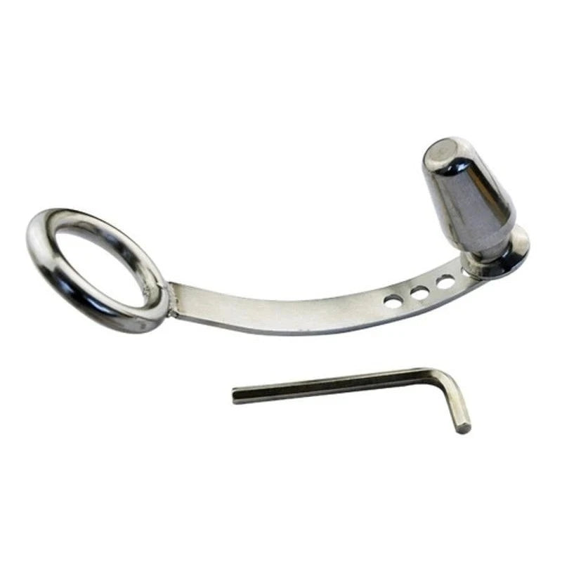 Cock Ring with Adjustable Attached Steel Butt Plug Butt Plugs