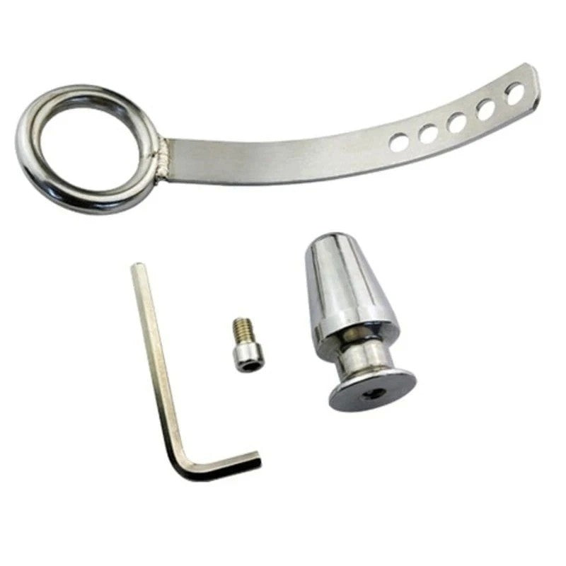 Cock Ring with Adjustable Attached Steel Butt Plug Butt Plugs