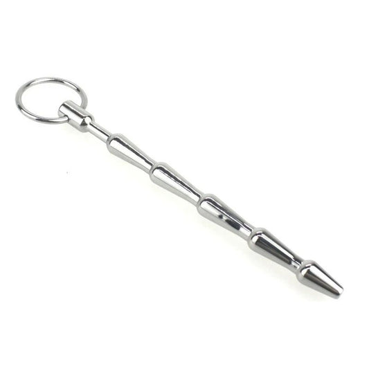 Tiered Metal Plug with Pull Ring - Penis Plugs