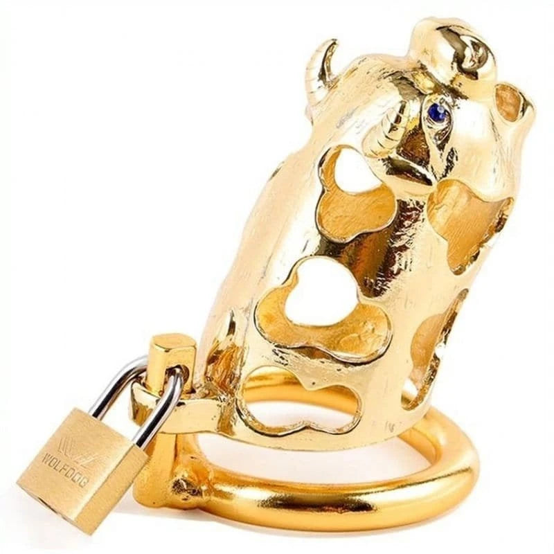 Chinese Zodiac CockCage Ox GOLD Male Chastity