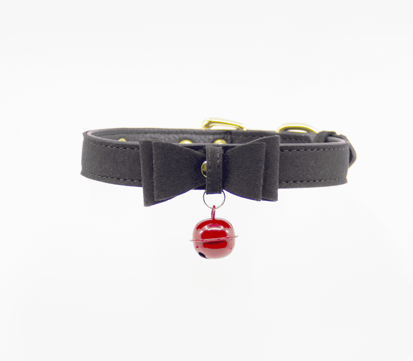 Berlin Baby Faux Suede Leather Bow Cat Bell Collar Black Red Collars and Leads