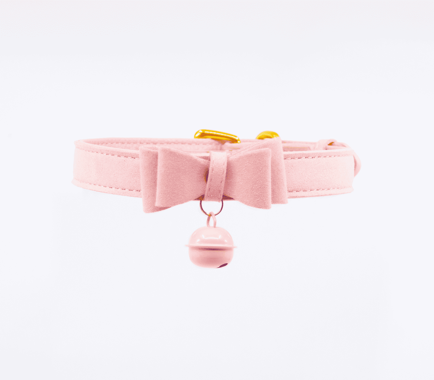Berlin Baby Faux Suede Leather Bow Cat Bell Collar Pink Collars and Leads