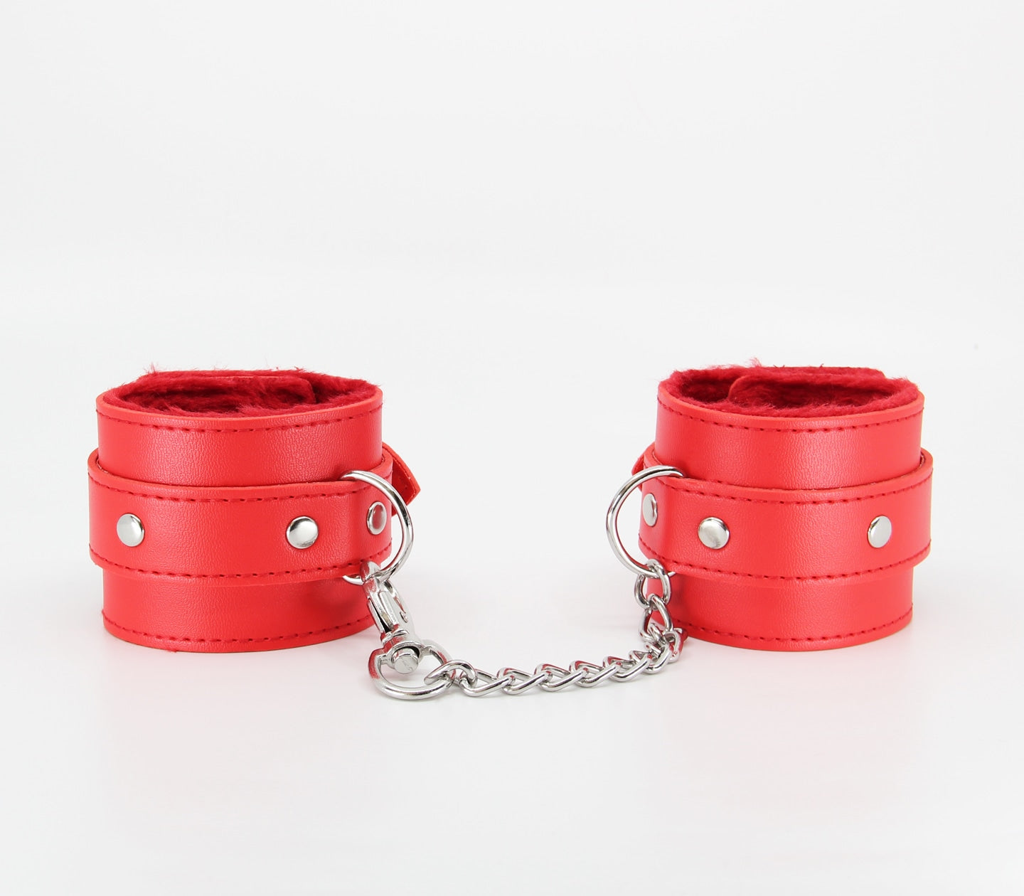 Berlin Baby Faux Fur Lined Leatherette Wrist Restraint Red Cuffs And Restraints
