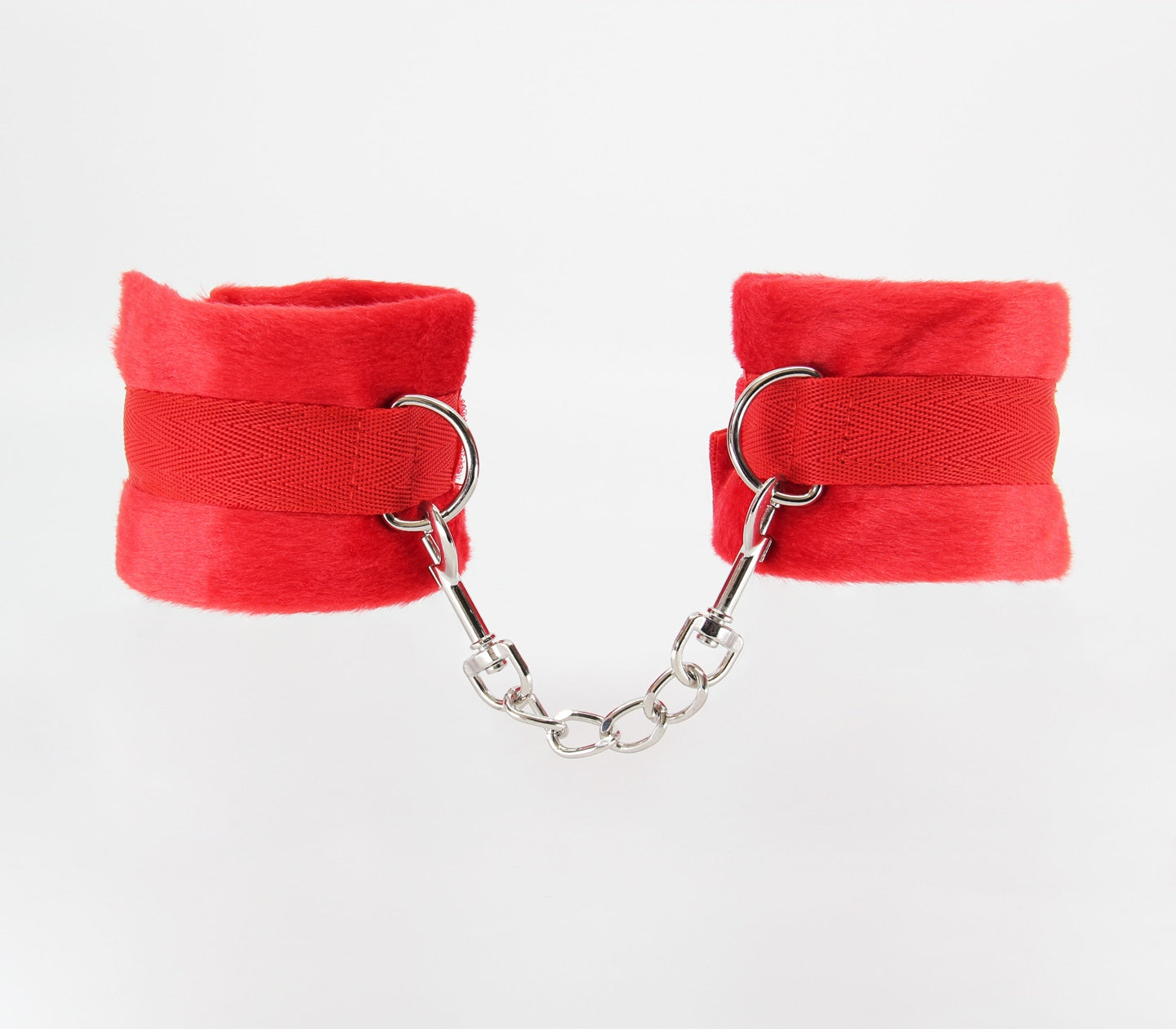 Berlin Baby Plush Bondage Cuffs With Webbing Hook Red Cuffs And Restraints