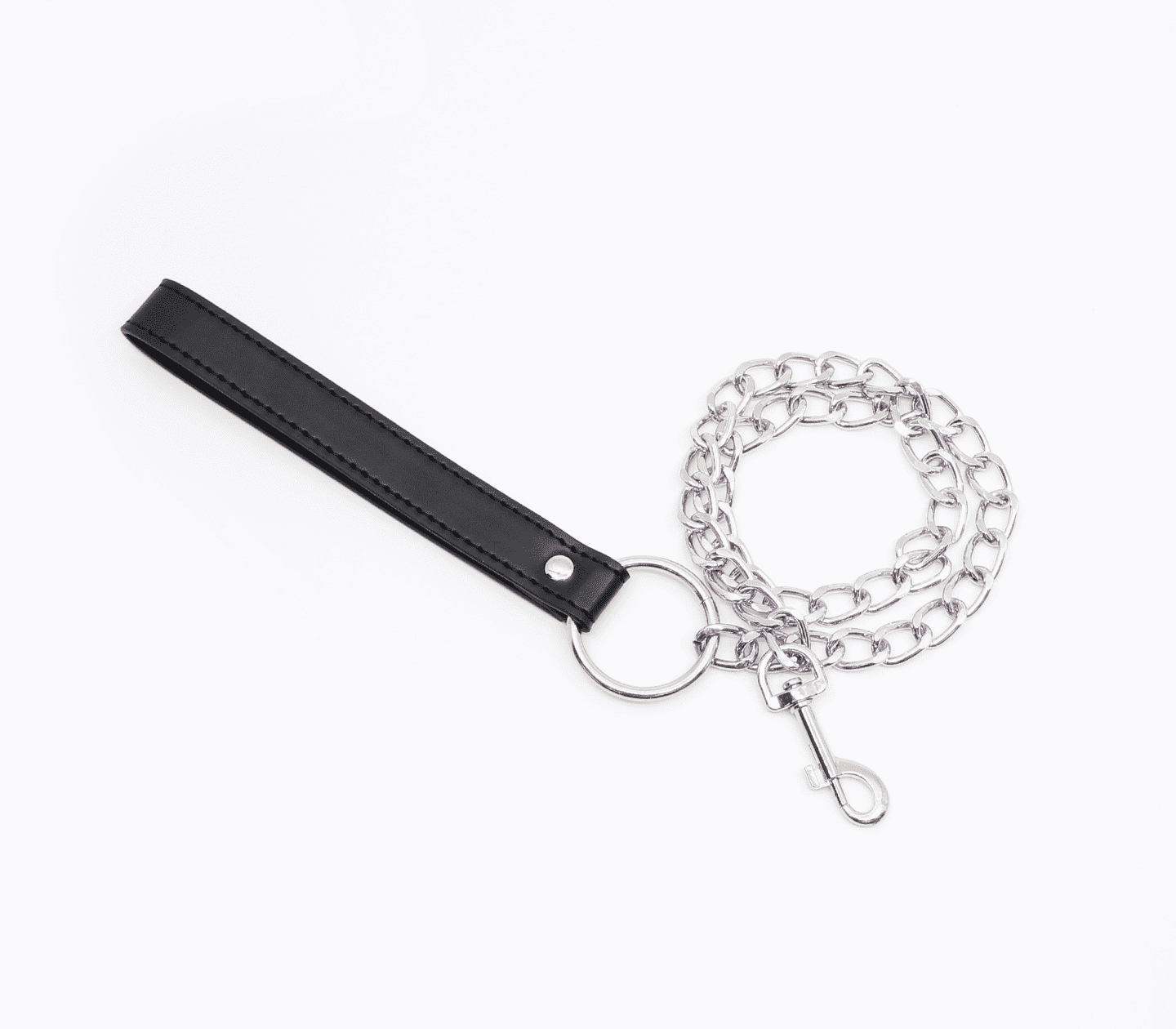 Berlin Baby Faux Leather Handle Chain Lead Black Collars and Leads