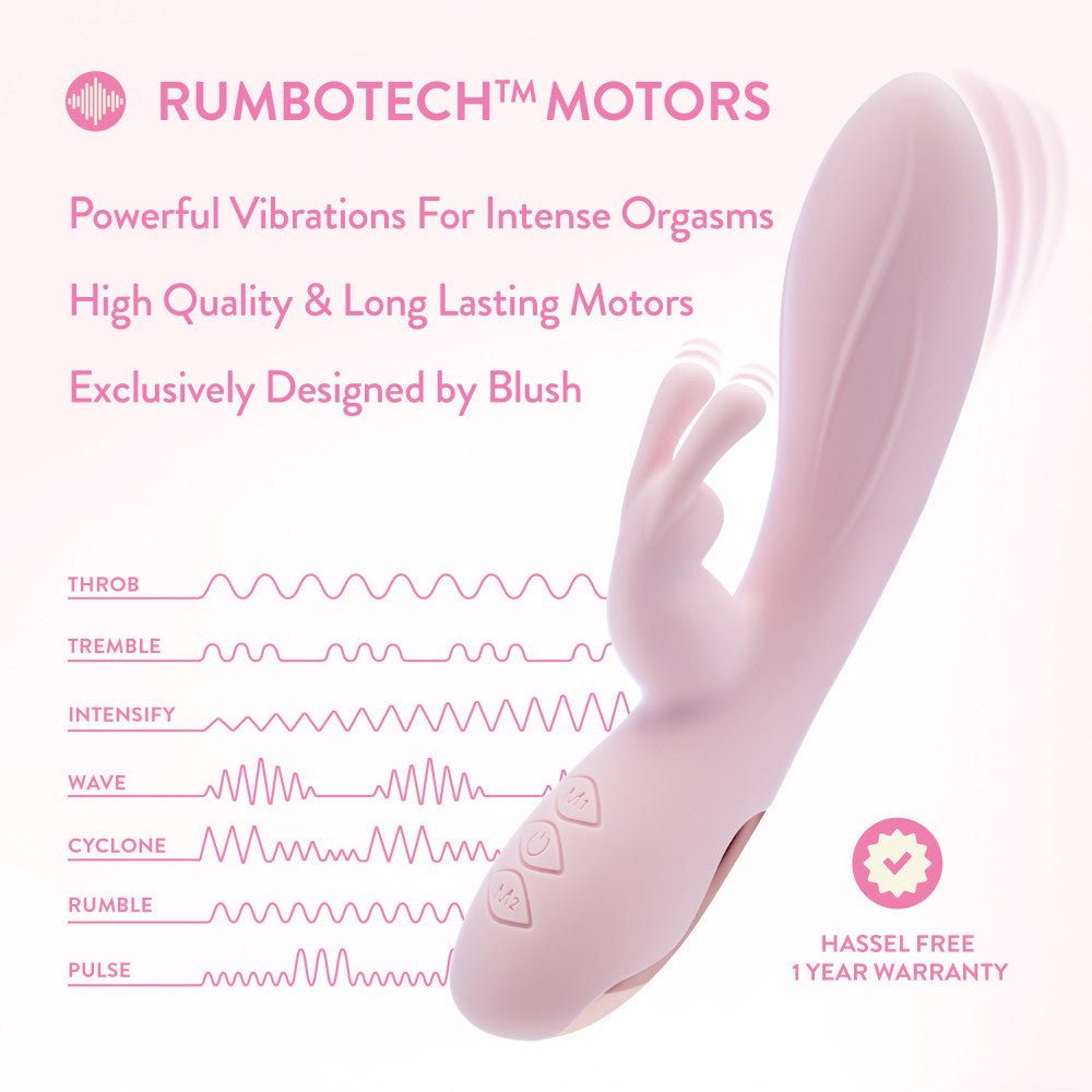 Blush Novelties Morgan USB Rechargeable Rabbit Vibrator Pink Rabbit Vibrators