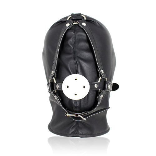 Bondage Supplies Full Head Hood With Mouth Gag - Bondage Gags and Bits