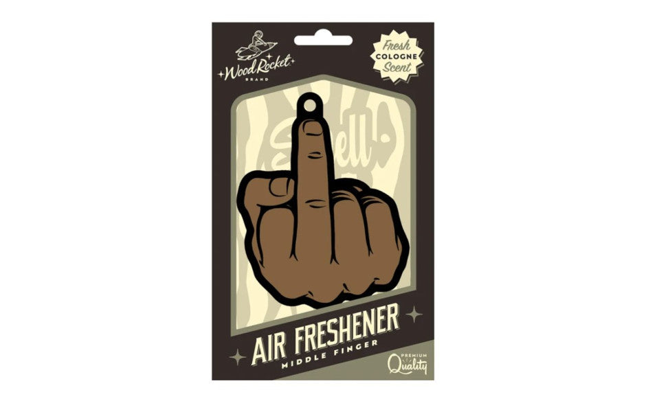 Wood Rocket Middle Finger Air Freshener Peach - Party Gifts and Novelties