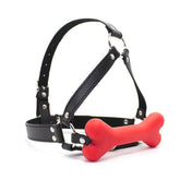 Canine Silicone Bone Gag with Head Harness Bondage Gags and Bits