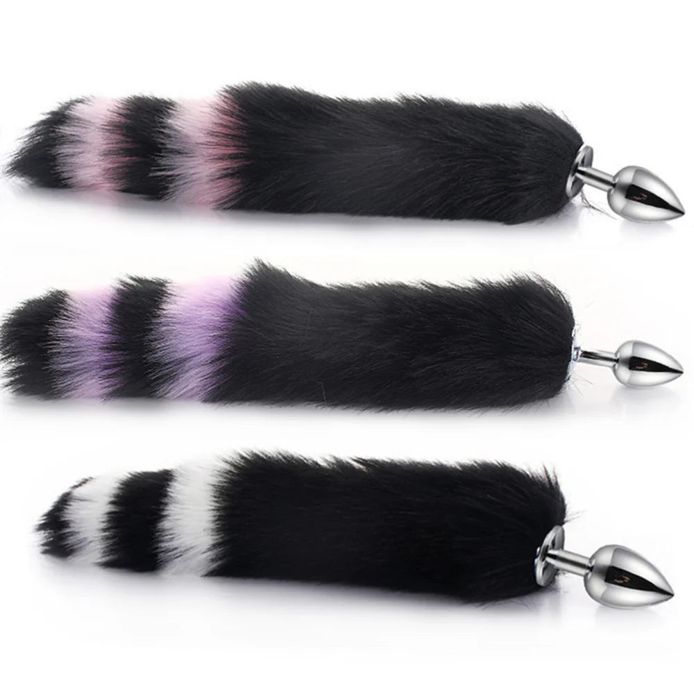 Vibrant 40cm artificial fur tail for visual allure and sensory delight. Steel Sex Toys