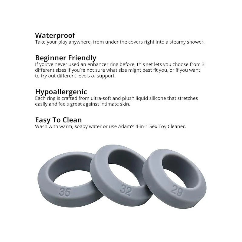 Adam & Eve Pleasure Enhancing Cock Ring Set Ball and Cock Toys