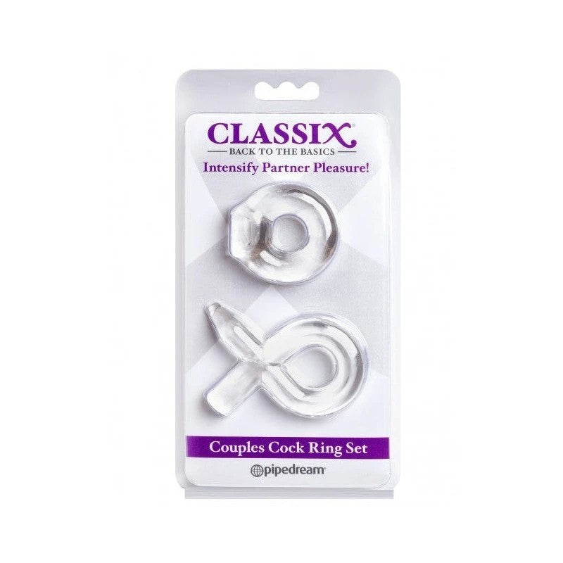 Pipedream Classix Couples Cock Ring Set Clear Ball and Cock Toys