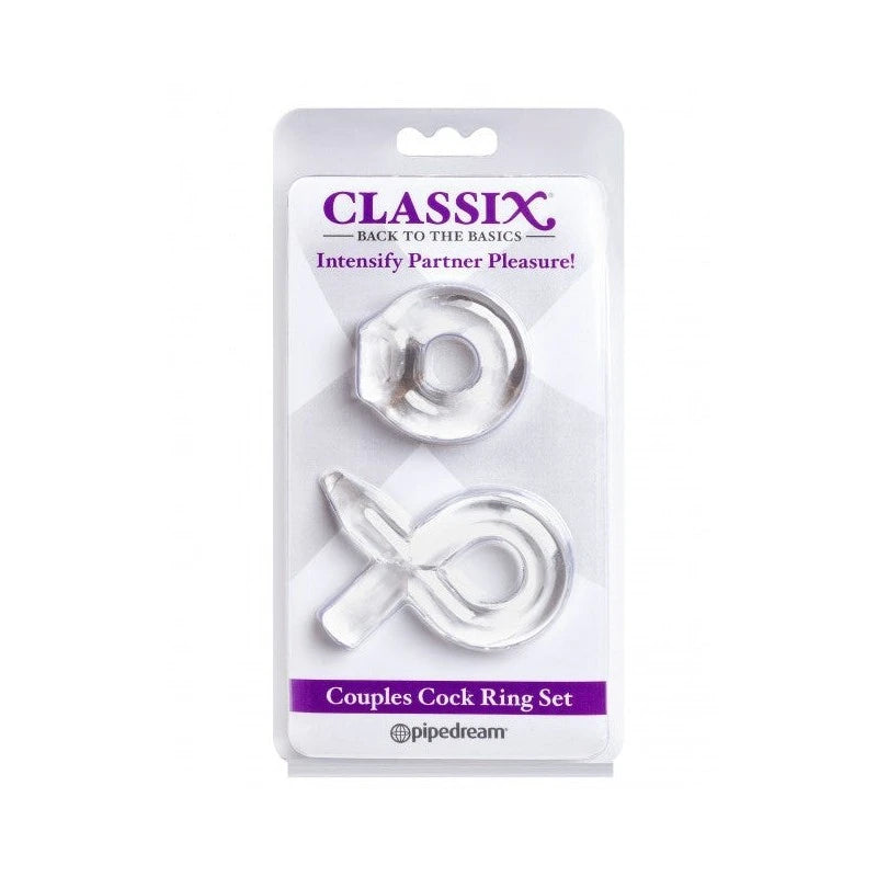 Pipedream Classix Couples Cock Ring Set Clear Ball and Cock Toys