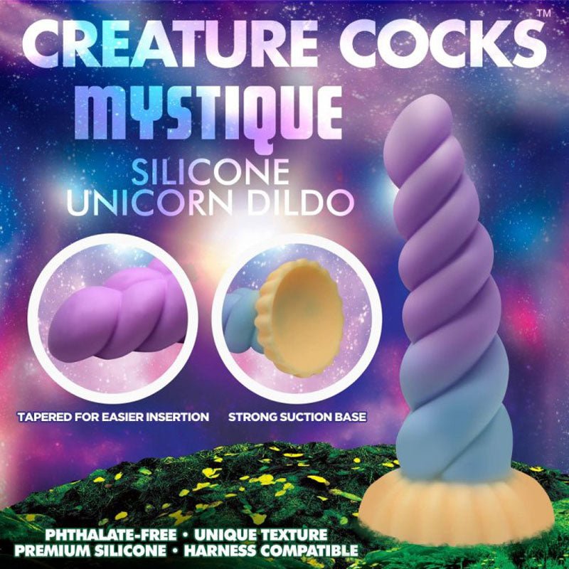 XR Brands Creature Cocks Mystique Fantasy Silicone Unicorn Dildo Coloured 21cm Realistic Dildos