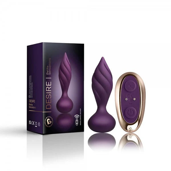 Rocks Off Petite Sensations Desire Remote Control Butt Plug Purple Butt Plugs
