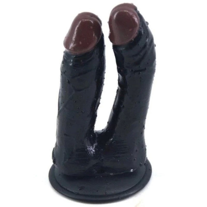 Double Dildo With Suction Cap Butt Plugs