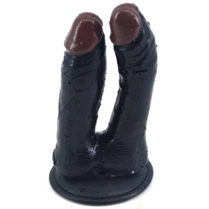 Double Dildo With Suction Cap Butt Plugs