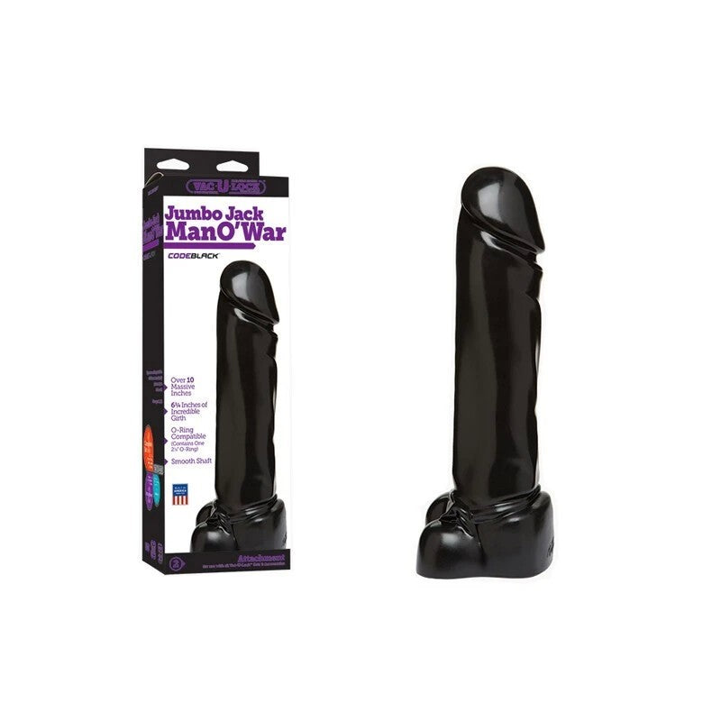 Vac-U-Lock Code Black Jumbo Jack Man O War Realistic Dildos