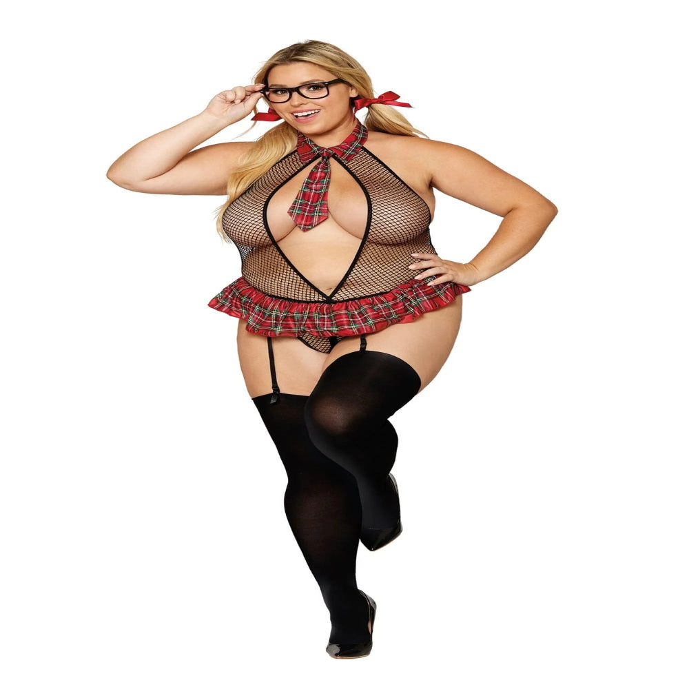 Alluring Schoolgirl-Inspired Teddy for Intimate Roleplay Fancy Dress Ups