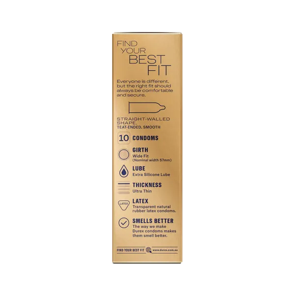 Durex Invisible Wide Fit Condoms 10 Pack Condoms