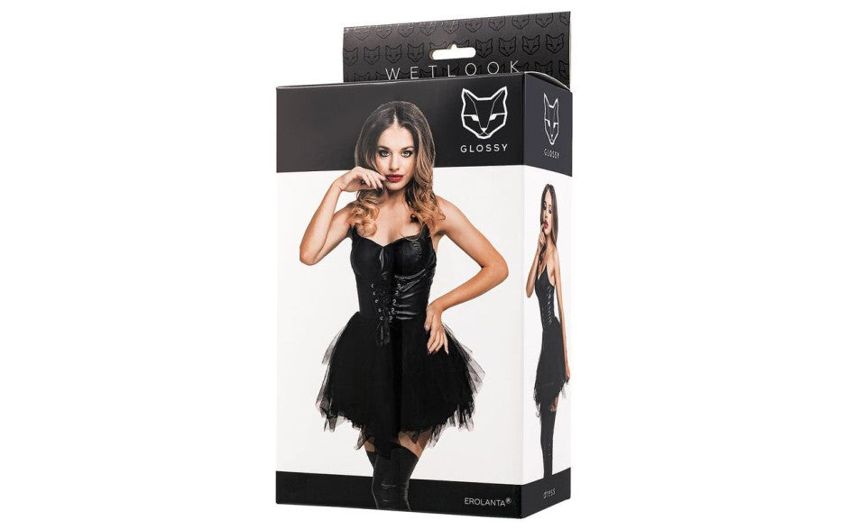 Toyfa Glossy Elisia Noir Womens Wetlook Dress Black Her Fetish