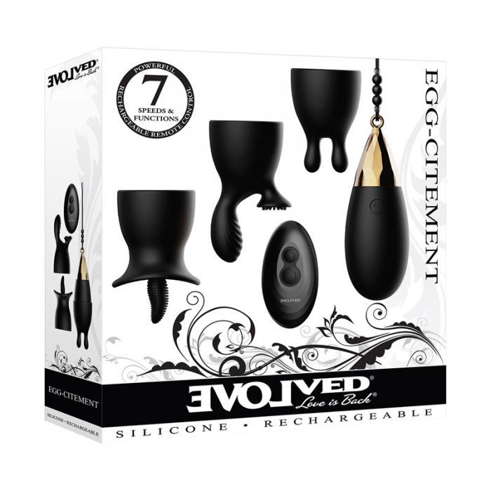 Evolved Egg Citment USB Rechargeable Love Egg with 3 Sleeves & Wireless Remote Love Eggs and Kegel Exercisers