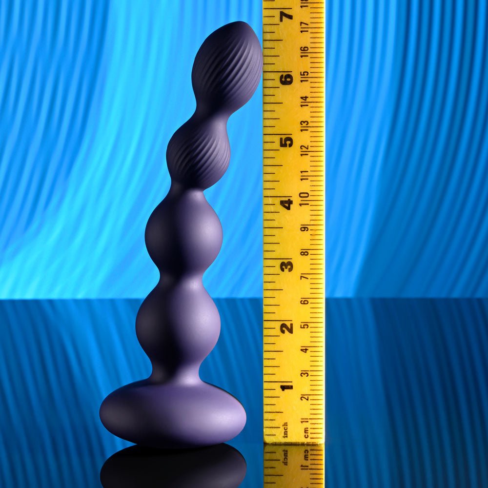 Evolved PLEASURE ORBIT Twirling & Vibrating Anal Beads with Remote Navy Blue Anal Beads and Balls
