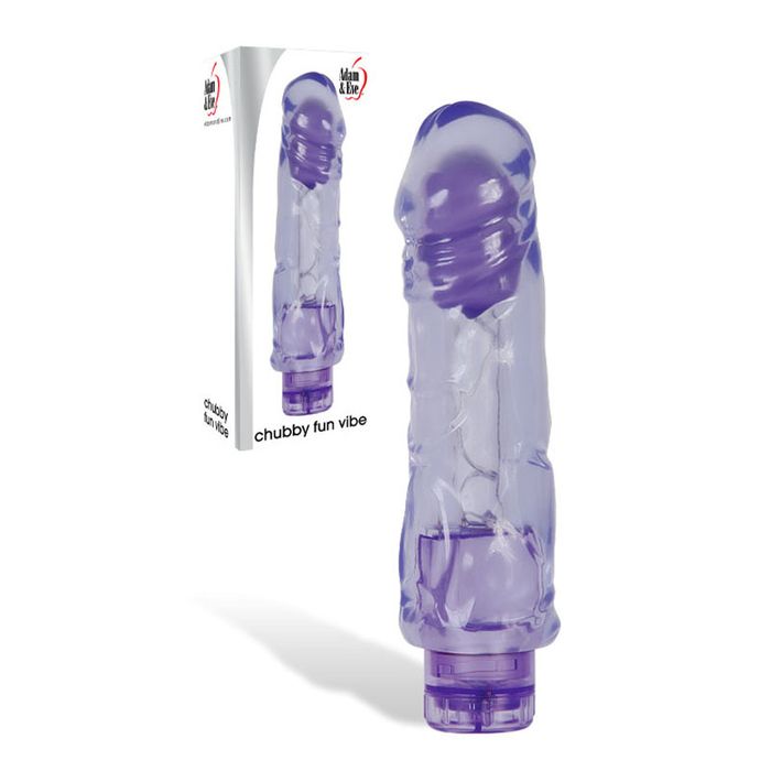 Adam and Eve Chubby Fun Vibe Thick Vibrating Dildo Purple Vibrating Dildos