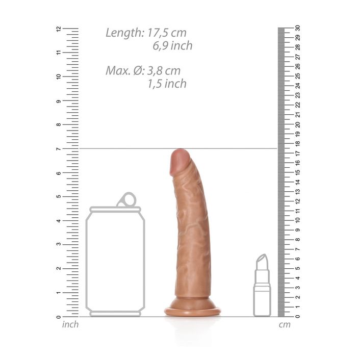 Shots REALROCK Realistic Slim Dildo Without Ball 15.5cm Tan Realistic Dildos