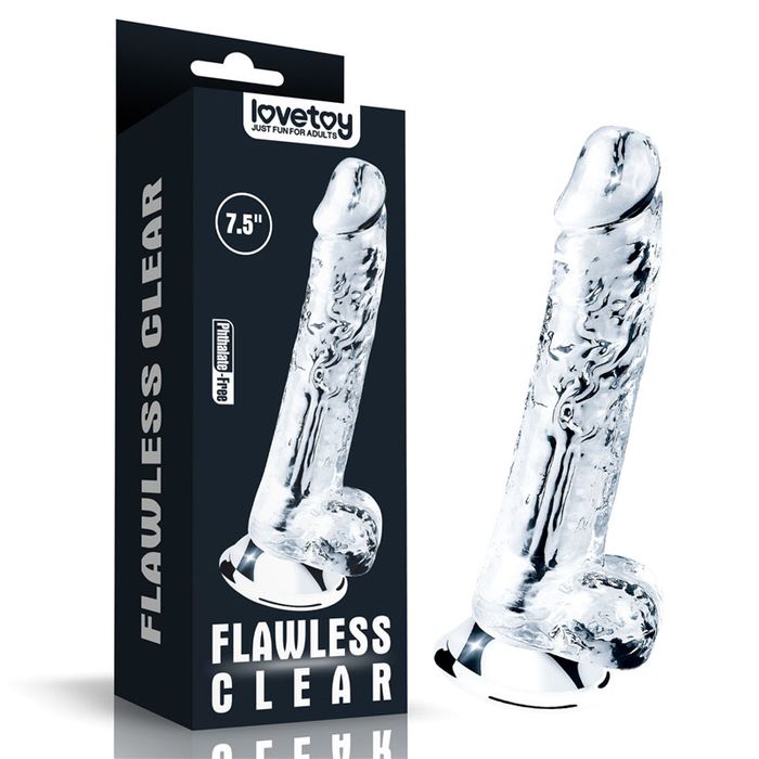 Lovetoy Flawless Suction Cup Base Realistic Dildo 19cm Clear Realistic Dildos
