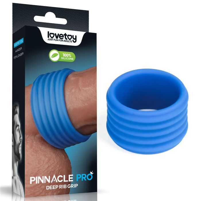 Lovetoy Pinnacle Pro Deep Rib Grip Stretchy Cock Ring Blue Stretchy Cock Rings