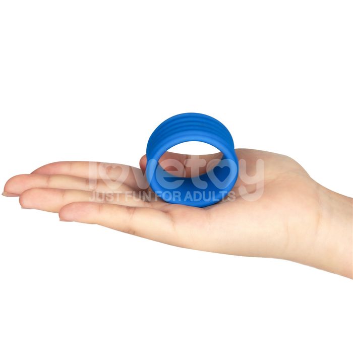 Lovetoy Pinnacle Pro Deep Rib Grip Stretchy Cock Ring Blue Stretchy Cock Rings