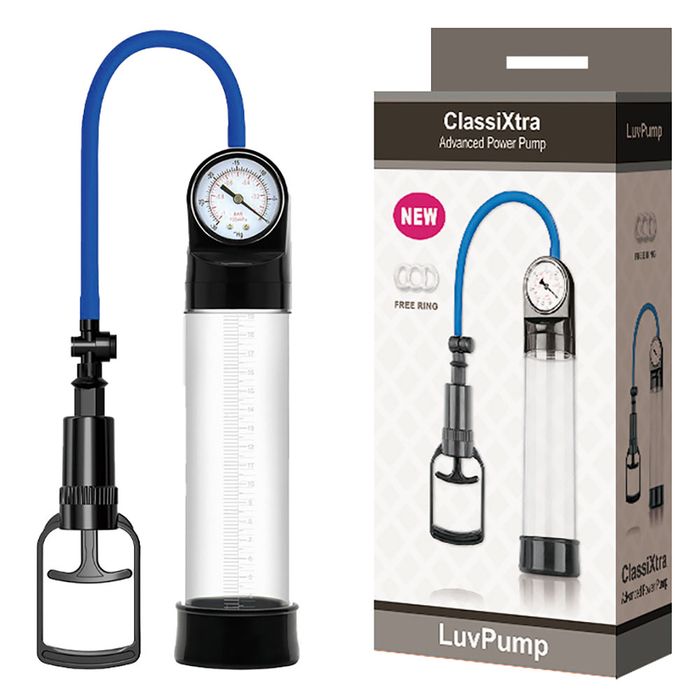 LuvPump ClassiXtra Advanced Power Penis Pump With Pressure Gauge Clear Penis Pumps And Stretchers