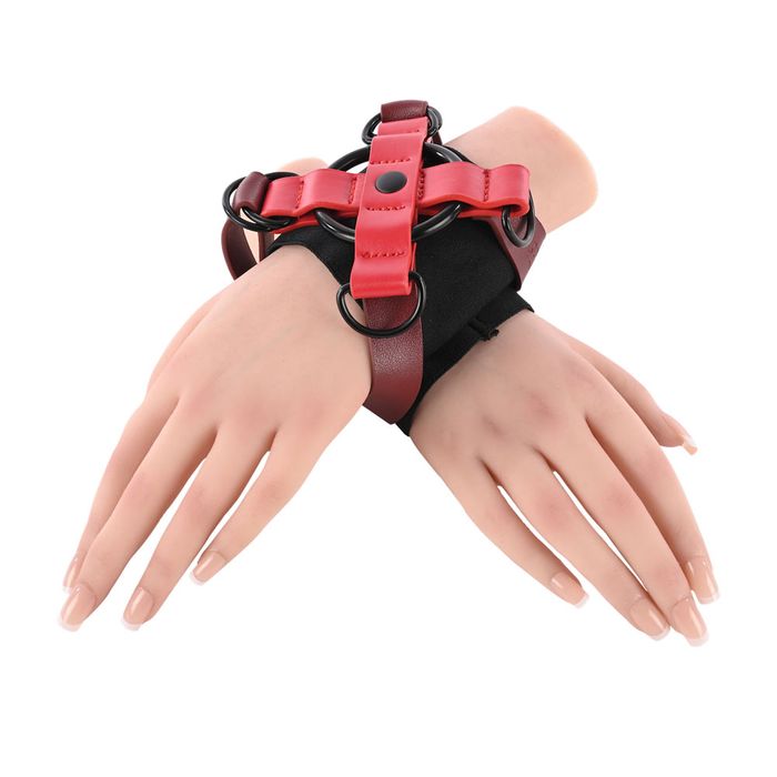 Sportsheets S&M Exs & Ohs Cross BDSM Cuffs Restraints Red/Black Cuffs And Restraints